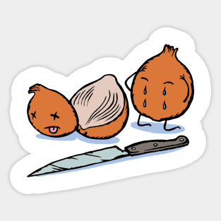 crying onion crime scene. Sticker